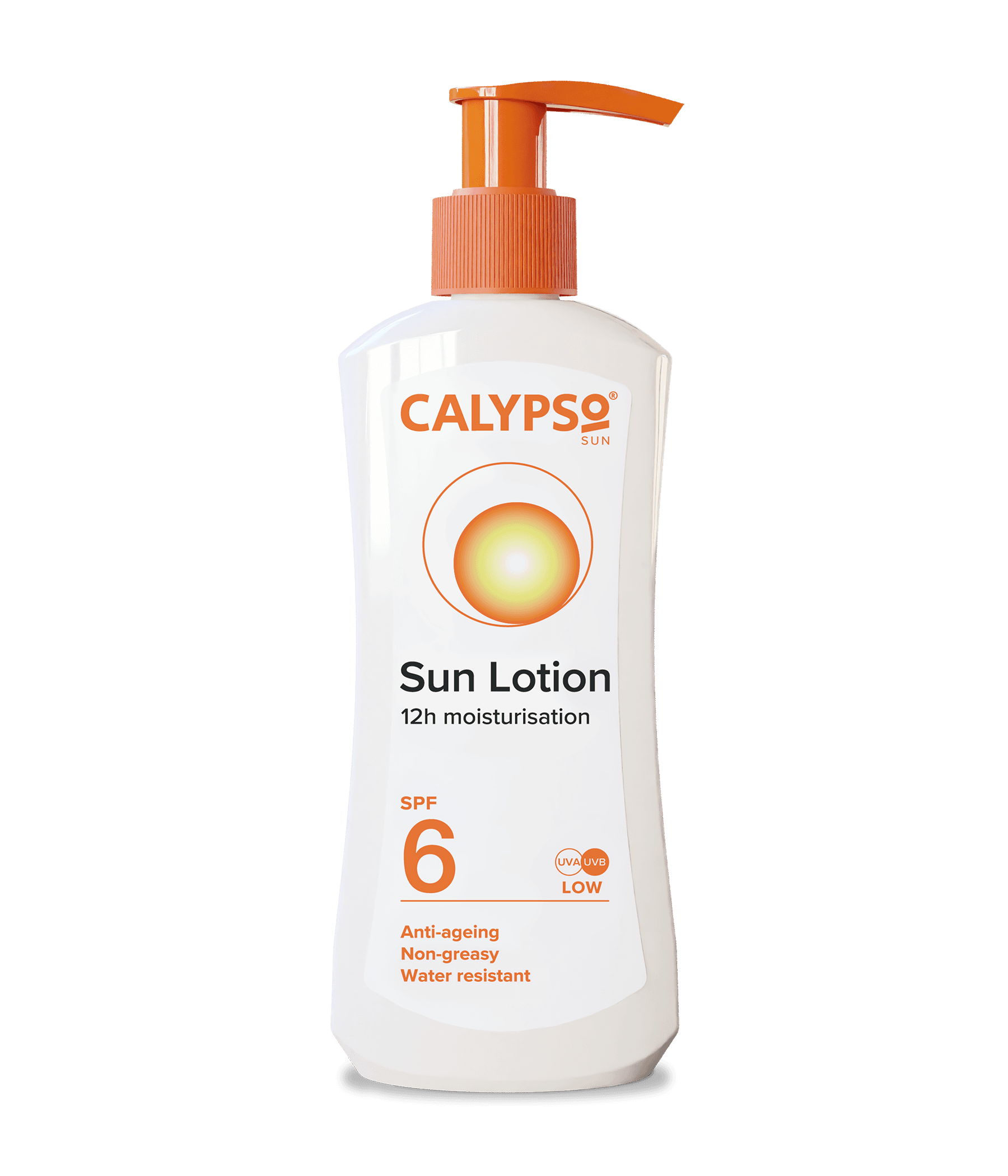 Calypso Press and Protect Sun Lotion SPF 6 for Low Protection front